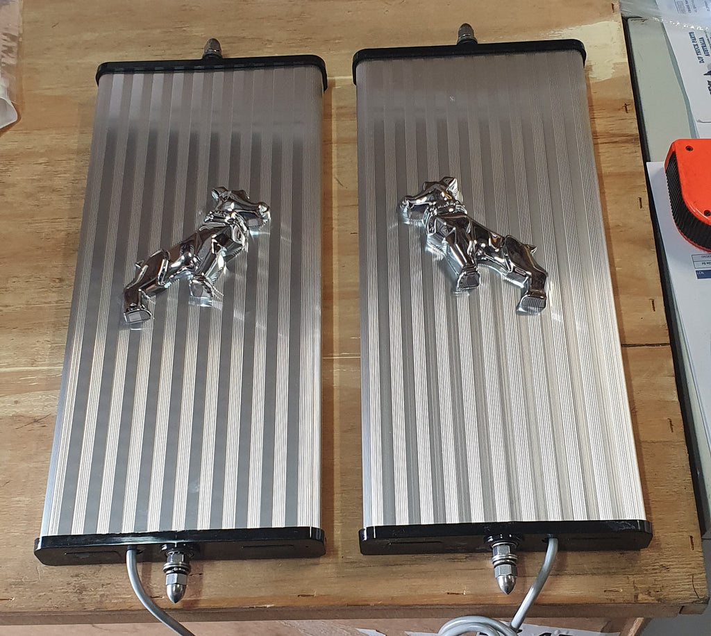 MACK MIRROR HEADS COMPLETE (SILVER), NO LIGHT WITH DOG